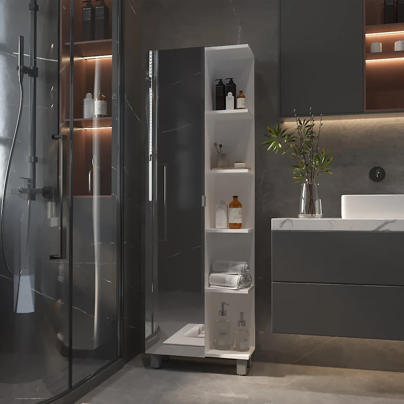 Fm Furniture Los Angeles Linen Cabinet with mirror