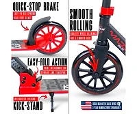 Folding Kick Scooter for Adults and Teens – Lightweight Durable Frame Adjustable Handlebar Big 200mm Wheels 220lbs C
