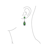 Bling Jewelry Classic Art Deco Style Halo Linear Long Cz Statement Dangle Teardrop Chandelier Earrings Silver Plated