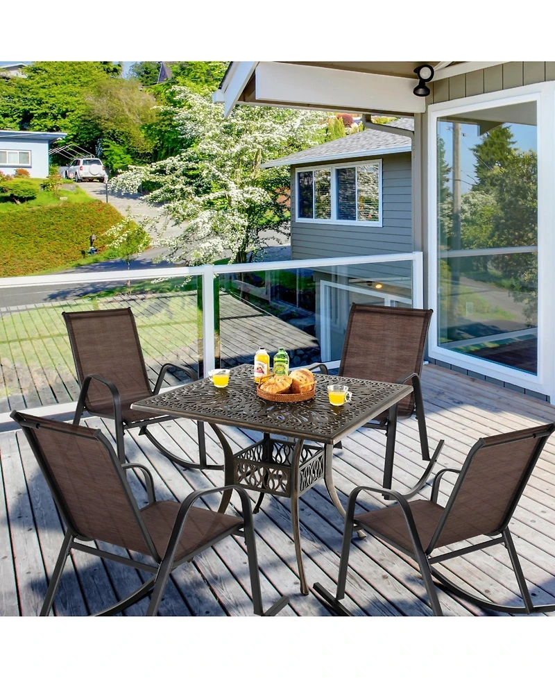 Slickblue Set of 2 Heavy-Duty Metal Patio Rocking Chair with Breathable Seat Fabric