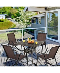 Slickblue Set of 2 Heavy-Duty Metal Patio Rocking Chair with Breathable Seat Fabric