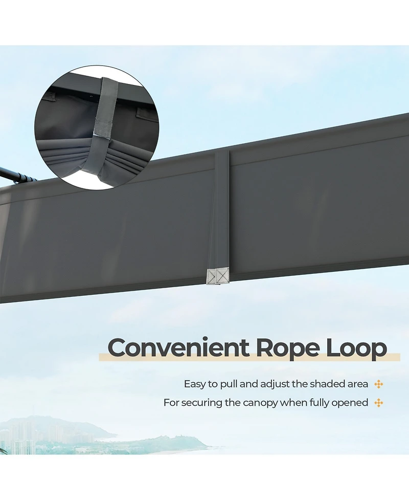 Slickblue 10 x 10 Feet Outdoor Pergola with Retractable Canopy and Metal Columns