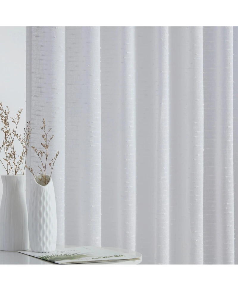 Hlc.me Emily Faux Linen Semi Sheer Transparent Rod Pocket Back Tab Lightweight Window Curtains Wide Panels