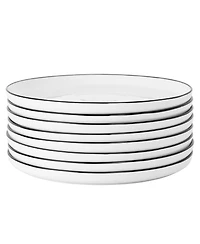 Gibson Home Oslo 8 Piece Porcelain Dinner Plate Set - Black Rim
