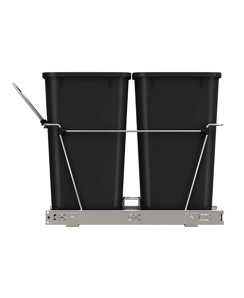 Rev-a-Shelf Double Pull Out Trash Can 27 Qt for Kitchen, Black, Rv-15KD-18C S
