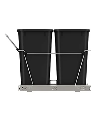 Rev-a-Shelf Double Pull Out Trash Can 27 Qt for Kitchen, Black, Rv-15KD-18C S