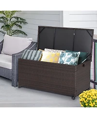 Slickblue Outdoor Wicker Storage Box with Zippered Liner-50 Gallon