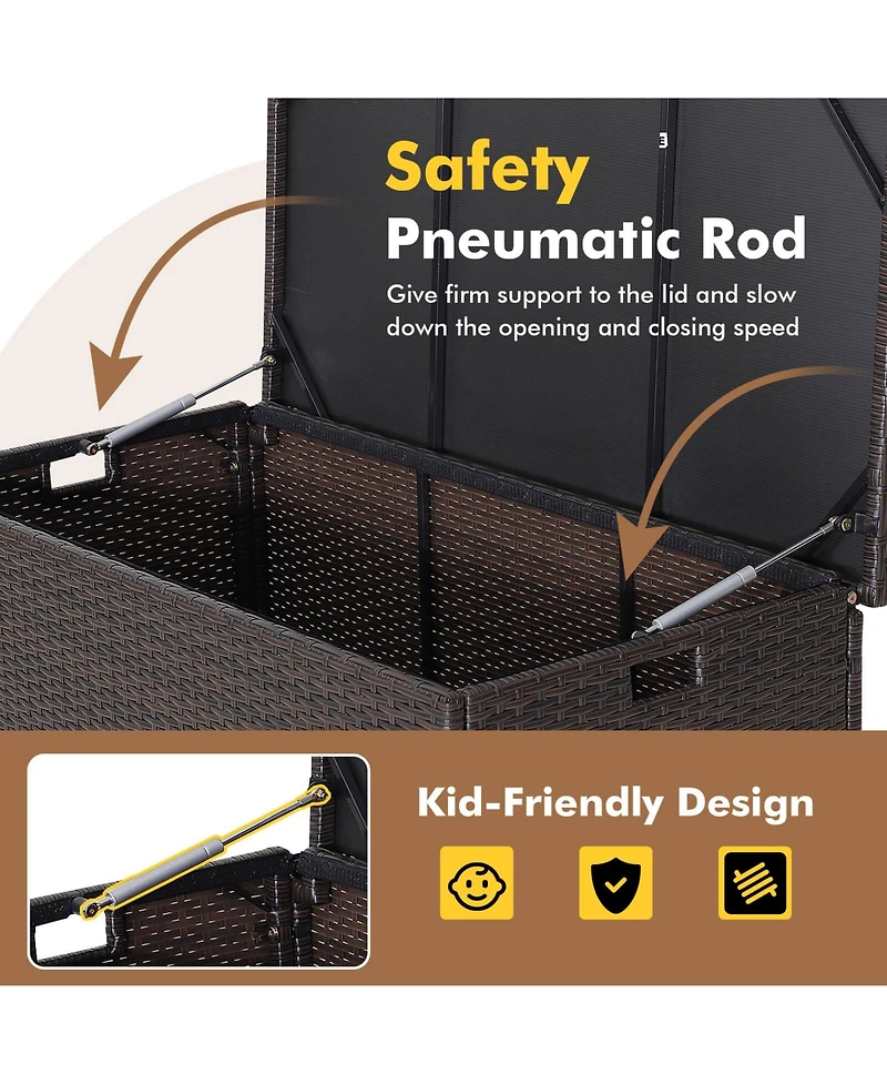 Slickblue Outdoor Wicker Storage Box with Zippered Liner-50 Gallon