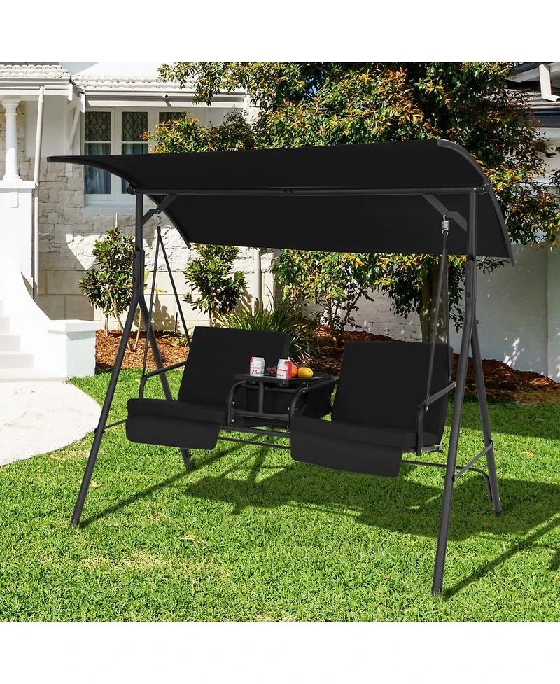Slickblue Porch Swing Chair with Adjustable Canopy