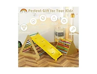 Slickblue 3 in 1 Wooden Set of 2 Triangle Climber with Ramp for Slid