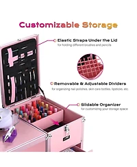 Byootique Nail Desk Mobile Station Rolling Makeup Manicure Table Nail Artist