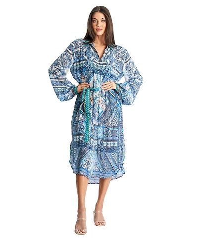 La Moda Clothing Women's Long Belted Overshirt