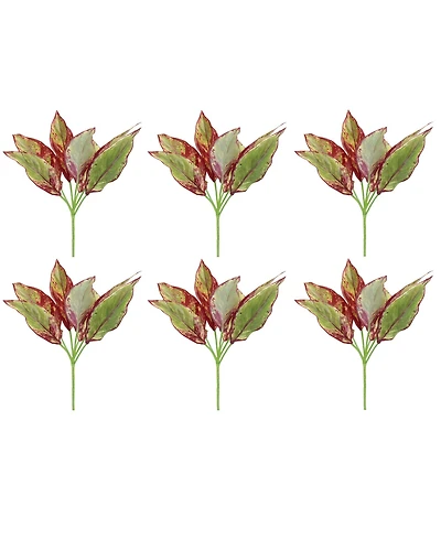 Slickblue Set of 6 Foliage Plants - 15.5” Polyester Decorative Greenery for Home