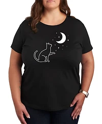 Hybrid Apparel Cat Moon Plus Graphic Tee
