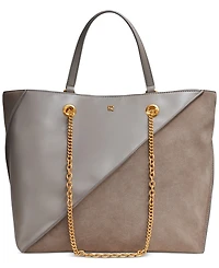 Donna Karan New York Setauket Leather & Suede Tote with Chain Strap