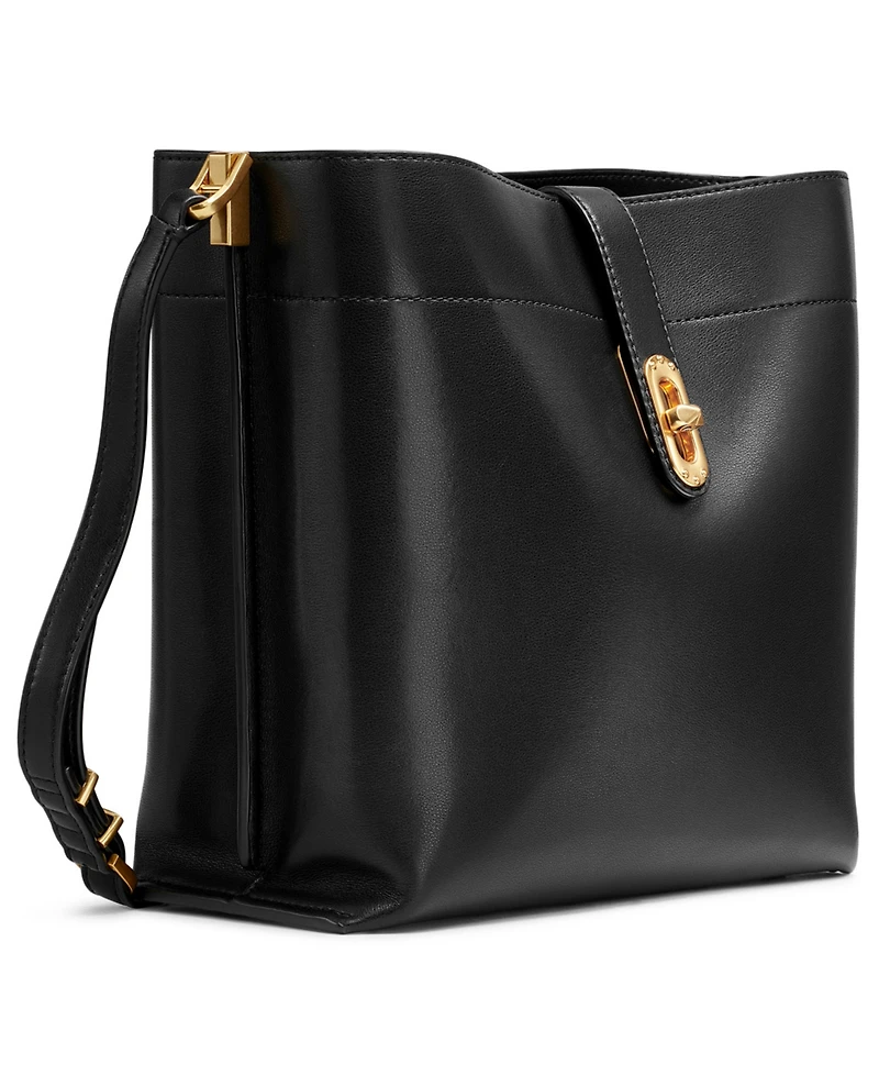 Donna Karan New York Bridgehampton Leather Turnlock Triple Compartment Crossbody