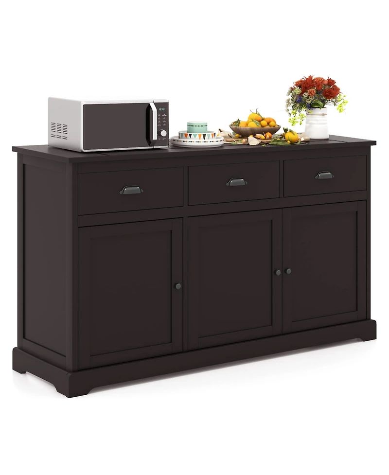 Slickblue 3 Drawers Sideboard Buffet Storage with Adjustable Shelves