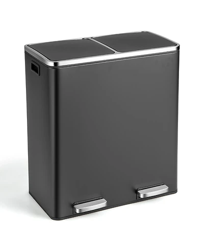 Slickblue 16 Gallon Dual Step Trash Can Recycling Double Bucket Pedal