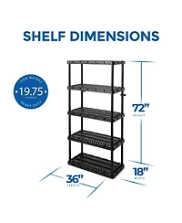 Gracious Living 5 Shelf Knect-a-Shelf Ventilated Heavy Duty Storage Unit, Black