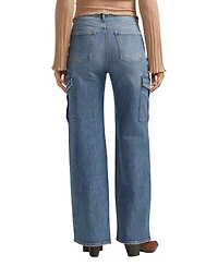 Silver Jeans Co. Women's Mid Rise Wide Leg Cargo Jeans