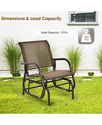 Slickblue Outdoor Single Swing Glider Rocking Chair with Armrest