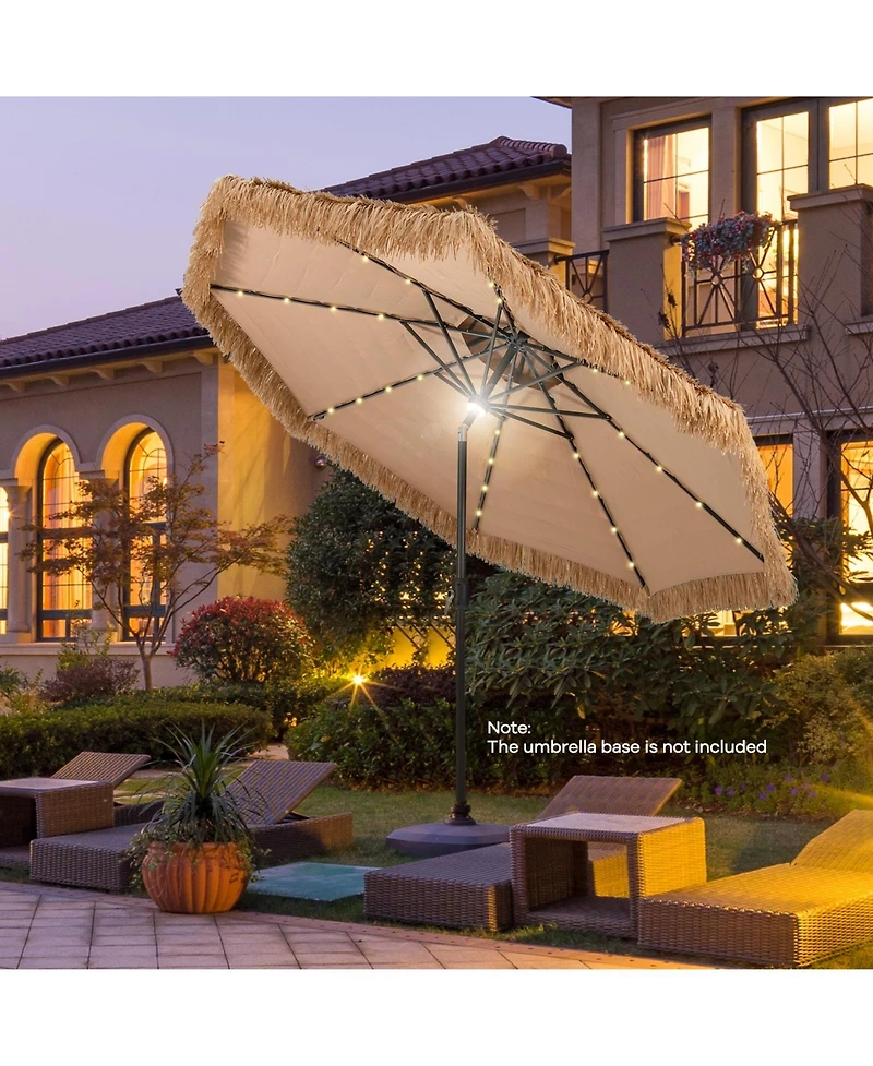 Slickblue 10 Feet Hawaiian Style Solar Lighted Thatched Tiki Patio Umbrella