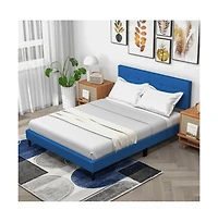 Queen Size Upholstered Platform Bed with Button Tufted Headboard