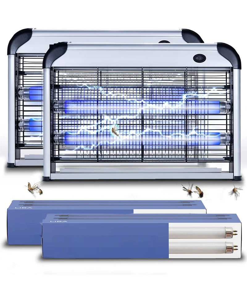 LiBa Electric Bug Zapper 2-Pack Indoor Insect Killer with Extra Bulbs Fly and Mosquito Repellent
