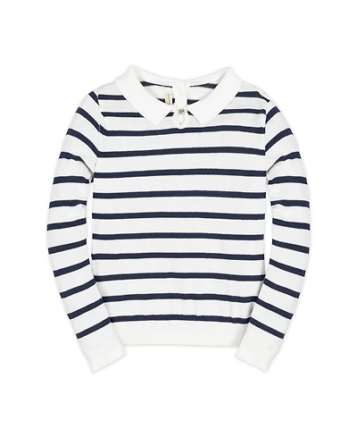 Hope & Henry Baby Girls French Collared Keyhole Long Sleeve Sweater