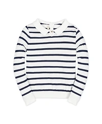 Hope & Henry Baby Girls French Collared Keyhole Long Sleeve Sweater