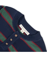 Hope & Henry Baby Boys Organic Long Sleeve Henley Pullover Sweater with Elbow Patches Cable Pat