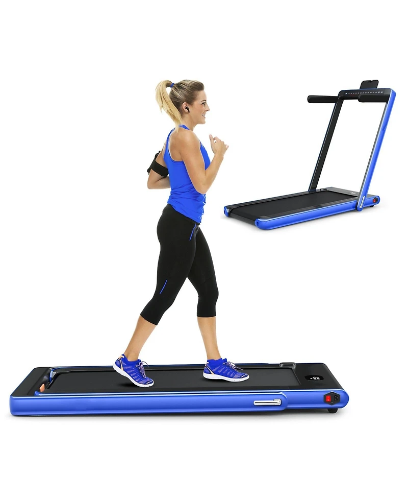 2-in-1 Electric Motorized Health and Fitness Folding Treadmill with Dual Display