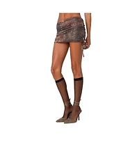 Edikted Leopard printed mesh mini skirt