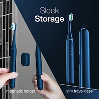 Aquasonic Icon Rechargeable Toothbrush | Magnetic Holder & Slim Travel Case 2 Brushing Modes Smart Timers Modern Convenient
