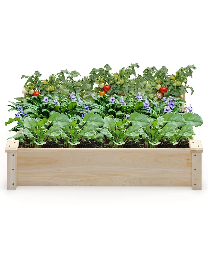 Skonyon Raised Garden Bed Fir Wood Wooden Square Wood Planter Box for Garden