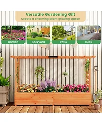 Givimo Raised Garden Bed with Side Trellis Hanging Roof and Planter Box