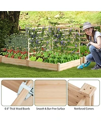 Givimo Raised Garden Bed with 2 Planter Boxes and 3 Trellis-Natural