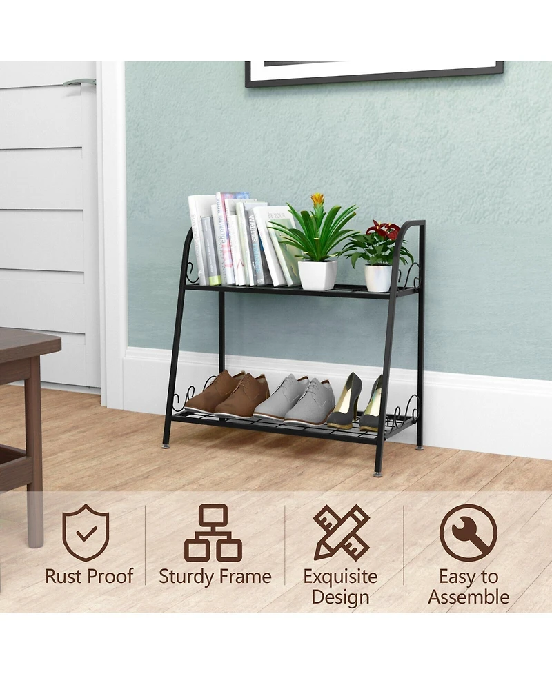 Givimo 2-tier Patio Metal Plant Stand