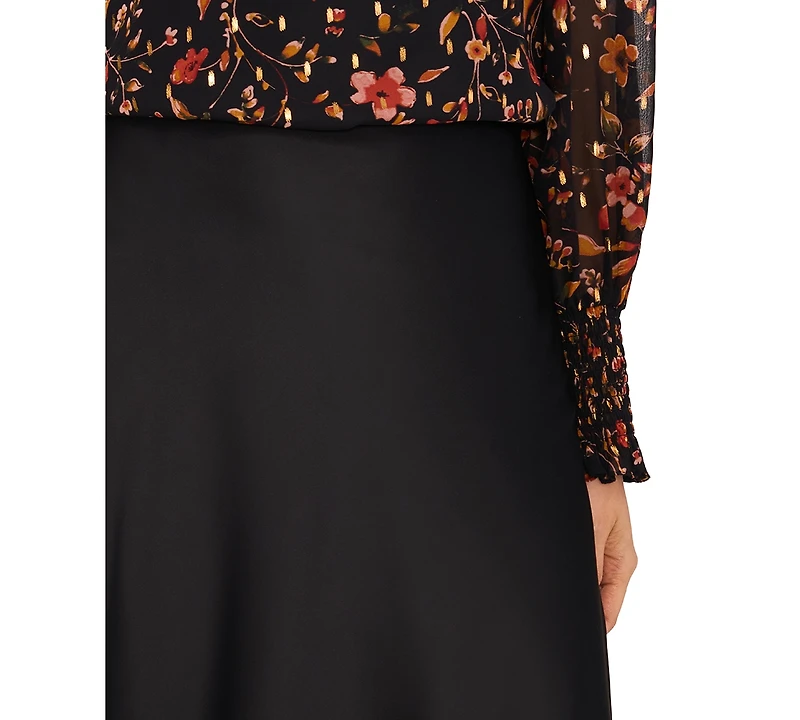 CeCe Women's A-line Side-Zip Satin Midi Skirt