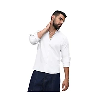 Men's Chalk White Embossed Micro Check Shirt