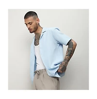 Men's Light Blue Self-Design Block Shirt