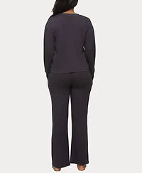 Felina Women's Aria Long Sleeve Crewneck and Pant Lounge Set