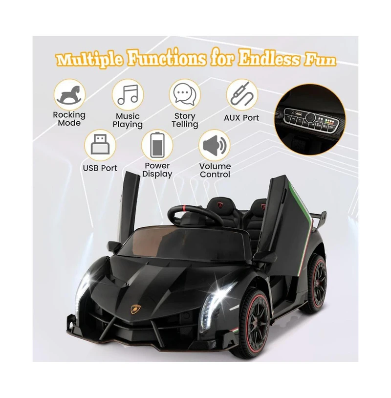 12V Licensed Lamborghini 4WD Kids Ride-on Sports Car with 2.4G Remote