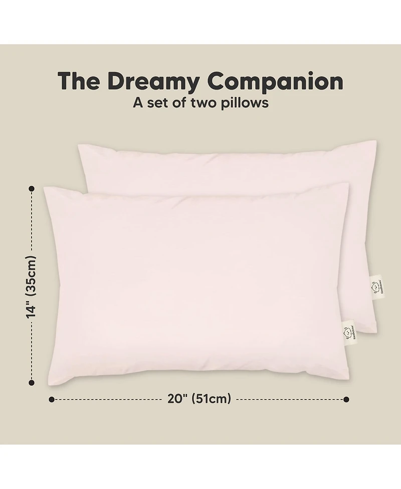 2pk Jumbo Toddler Pillow - Soft Organic Cotton Kids Pillows for Sleeping 14X20 Travel Age 2-5