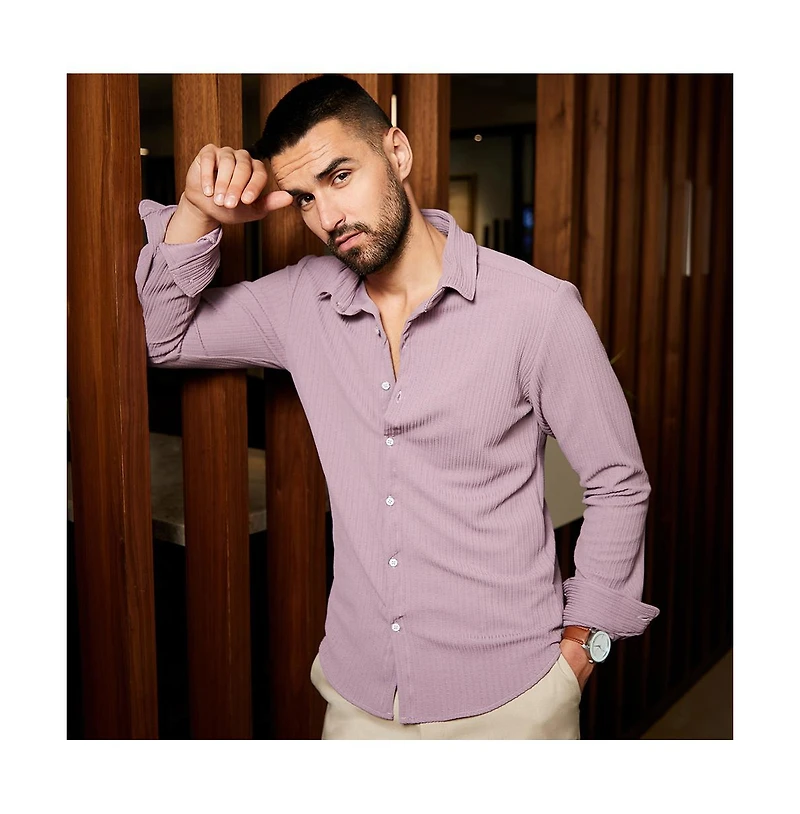 Campus Sutra Men's Lavender Stripe-Creased Shirt