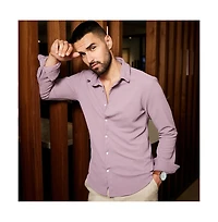 Campus Sutra Men's Lavender Stripe-Creased Shirt