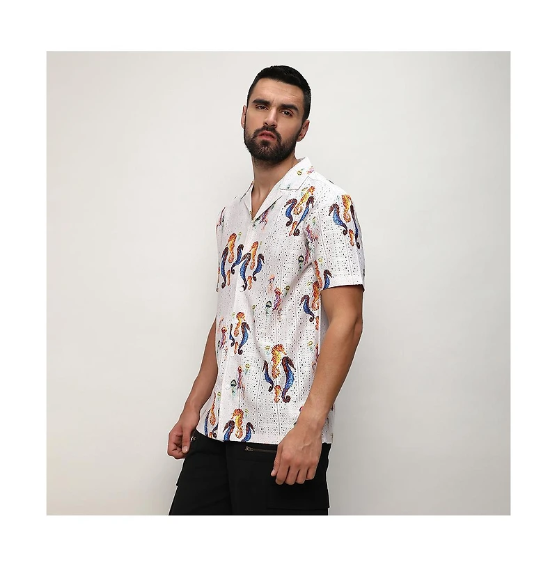 Men's Multicolour Mesh Seahorse Shirt