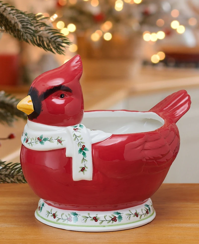 Winterberry Cardinal Candy Bowl