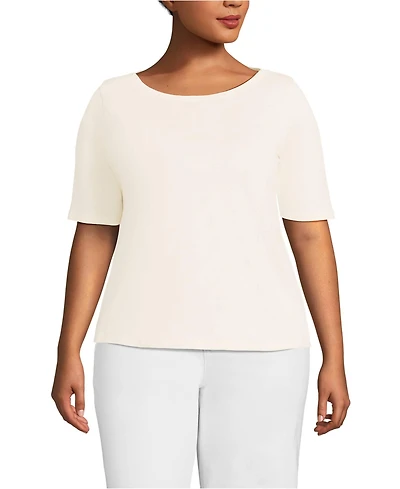 Lands' End Plus Supima Boatneck Top