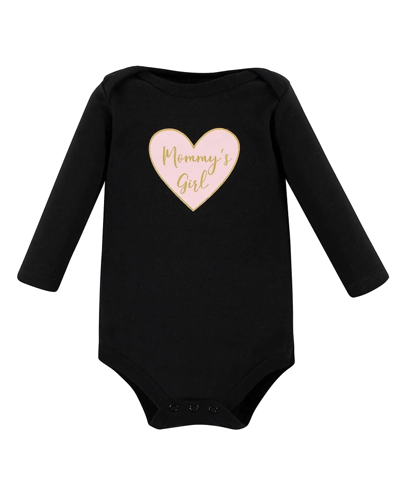 Hudson Baby Baby Girls Hudson Cotton Long-Sleeve Bodysuits Mommy 5-Pack, 0-3 Months